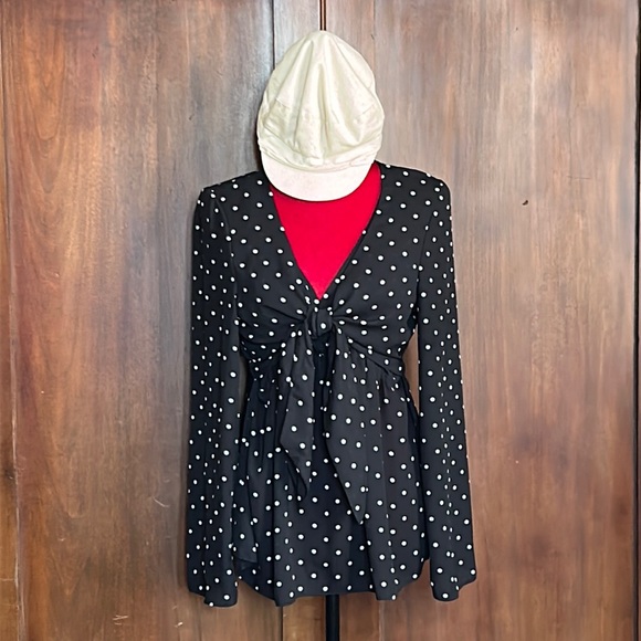 Polka Dot Babydoll Blouse ASOS 8 - Picture 2 of 11